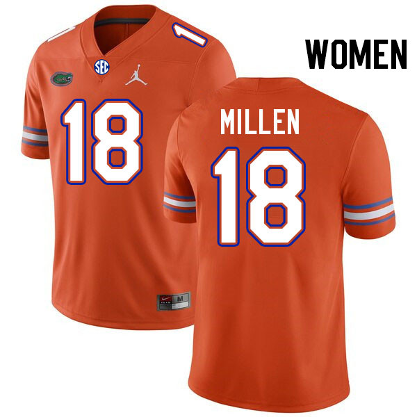 Women #18 Clay Millen Florida Gators College Football Jerseys Stitched-Orange